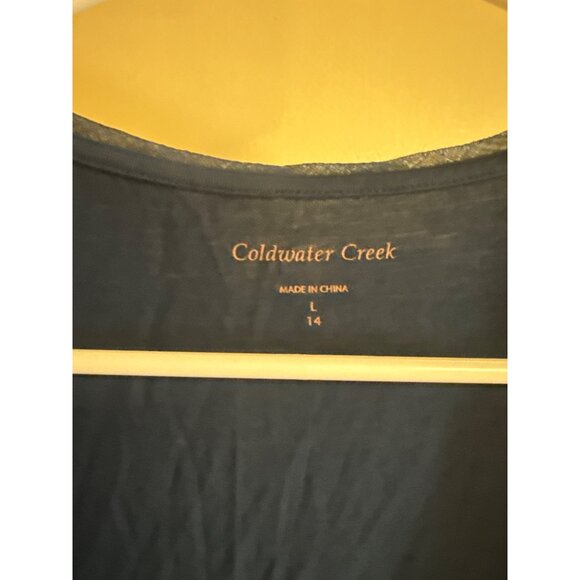 Coldwater Creek Womens Navy Sleeveless Beaded Embellished Top Size L Polyester - Picture 3 of 8